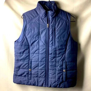 LAUREN‎ RALPH LAUREN WO SIZE LARGE NAVY BLUE QUILTED BEST ZIP FRONT POCKETS
